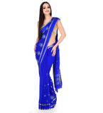 Royal Blue Faux Chiffon Saree