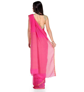 Pink Faux Chiffon Saree