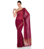 Wine Faux Chiffon Saree