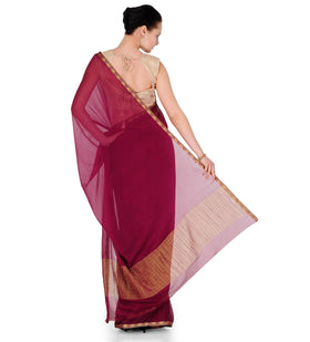 Wine Faux Chiffon Saree