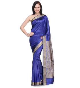 Blue Zari Woven Art Silk Saree