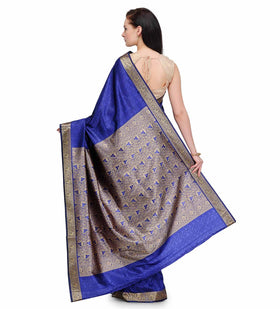 Blue Zari Woven Art Silk Saree