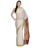 Cream Zari Woven Art Silk Saree