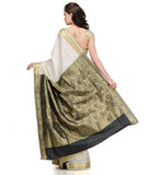 Cream Zari Woven Art Silk Saree