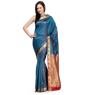 Blue Zari Woven Art Silk Saree