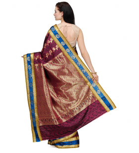 Wine Zari Woven Art Silk Saree