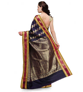 Navy Blue Zari Woven Art Silk Saree