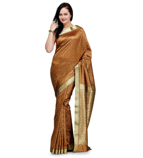 Brown Zari Woven Art Silk Saree