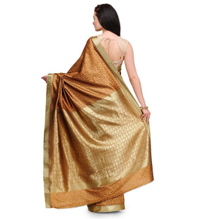 Brown Zari Woven Art Silk Saree