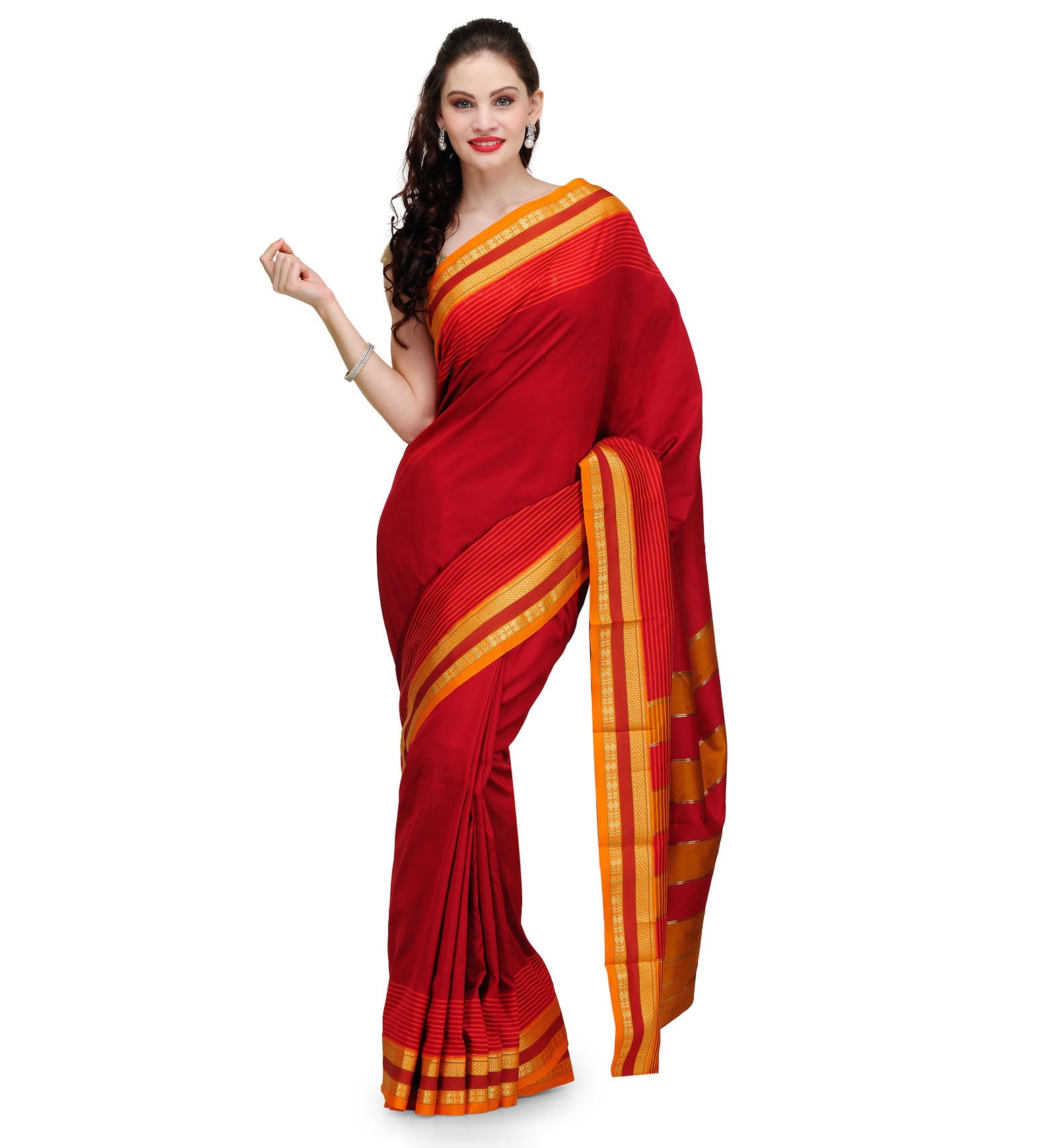 Red Zari Woven Art Silk Saree