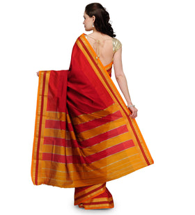 Red Zari Woven Art Silk Saree