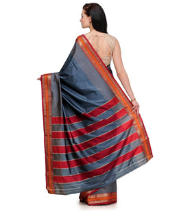 Grey Zari Woven Art Silk Saree