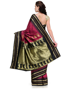 Maroon Zari Woven Art Silk Saree