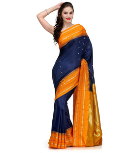 Navy Blue Zari Woven Art Silk Saree