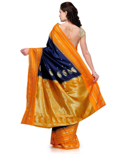 Navy Blue Zari Woven Art Silk Saree