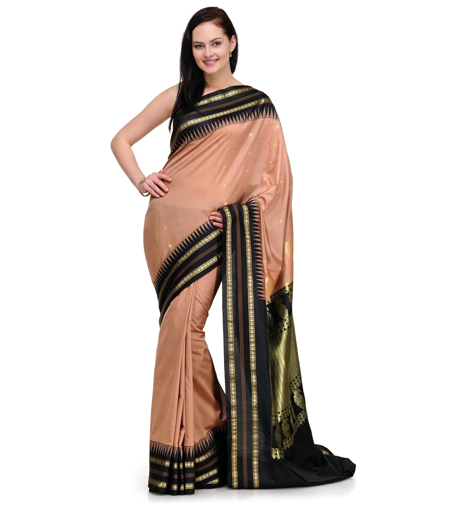 Beige Zari Woven Art Silk Saree