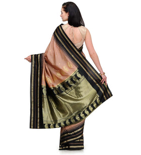 Beige Zari Woven Art Silk Saree