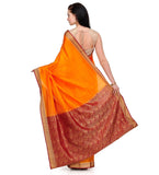 Orange Resham Woven Silk Saree