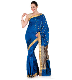 Blue Zari Woven Silk Saree