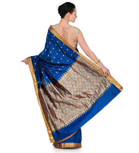 Blue Zari Woven Silk Saree