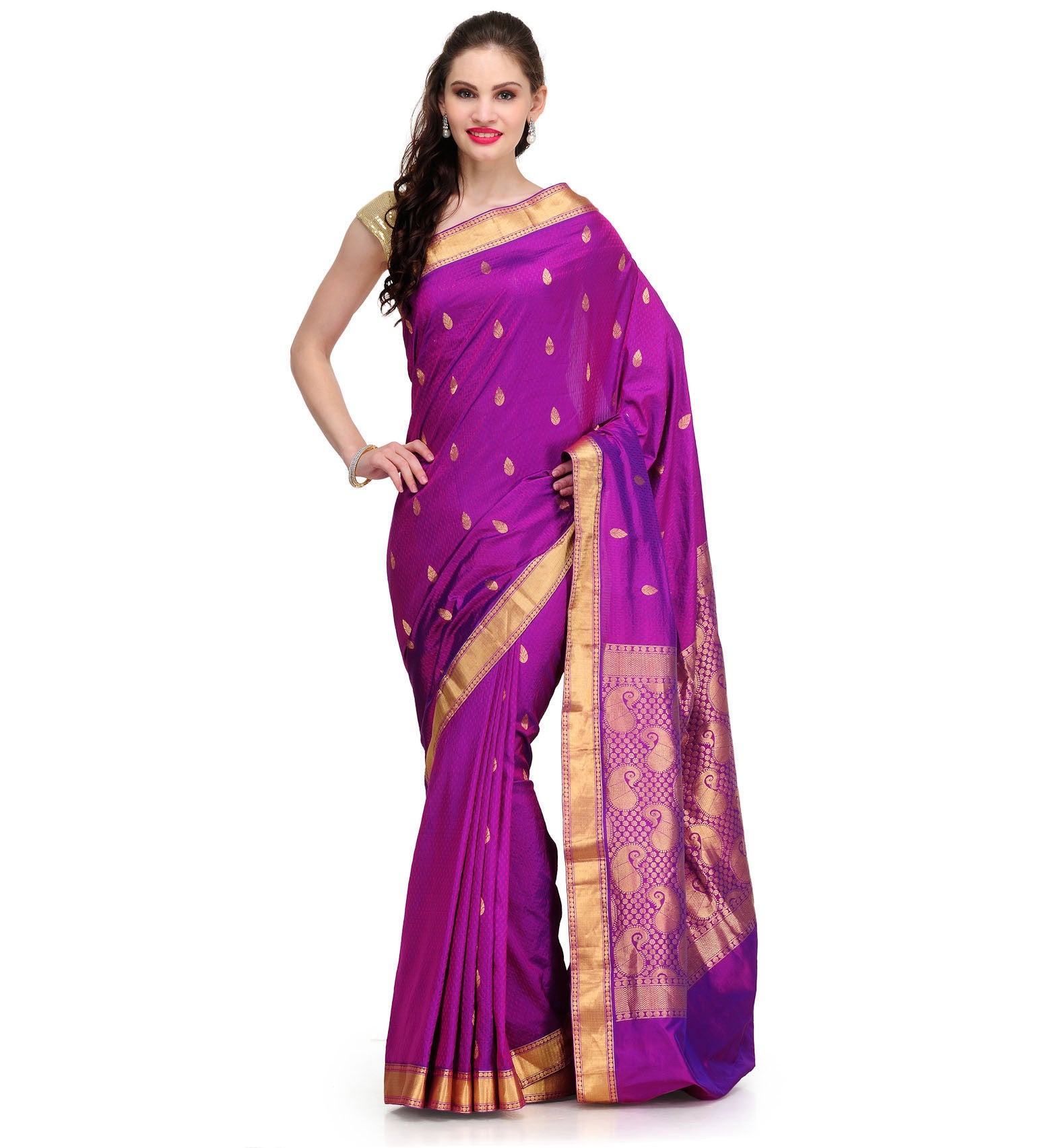 Violet Silk Kanjeevaram Saree