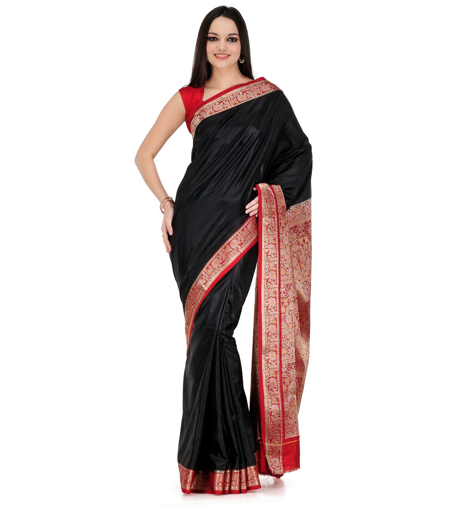 Black Zari Woven Art Silk Saree