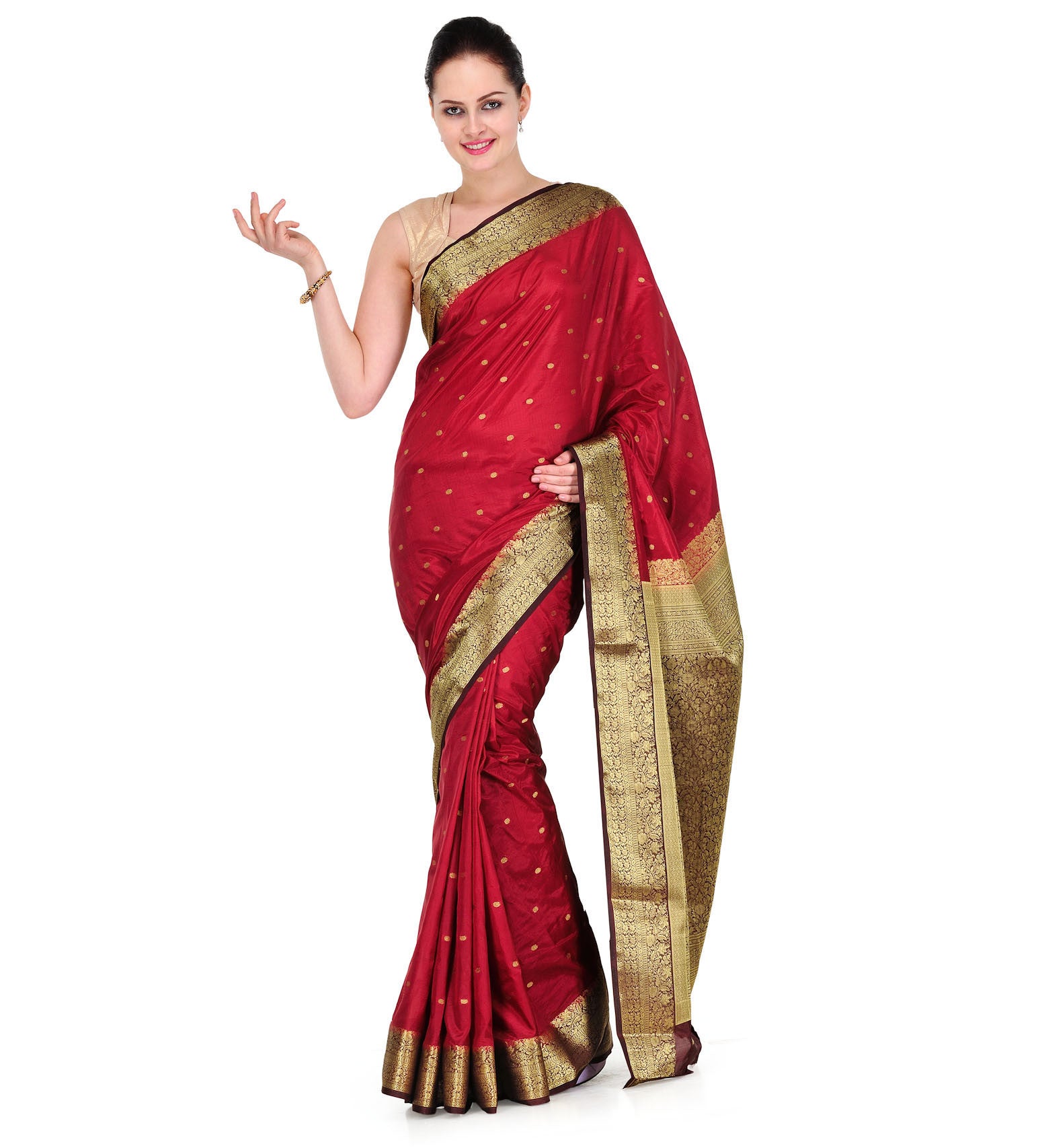 Maroon Zari Woven Art Silk Saree