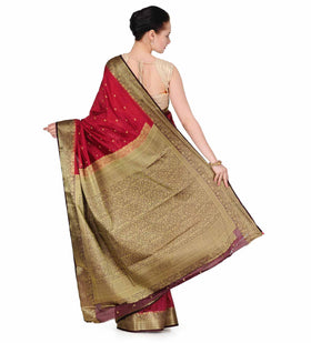 Maroon Zari Woven Art Silk Saree