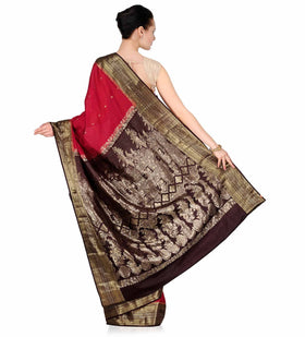 Maroon Zari Woven Silk Saree