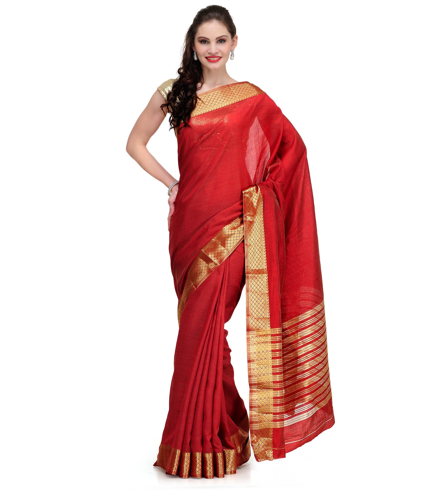 Maroon Zari Woven Art Silk Saree