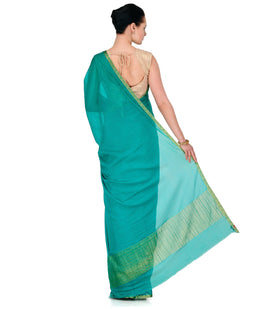 Sea Blue Faux Chiffon Saree