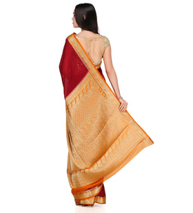 Maroon Zari Woven Art Silk Saree