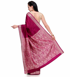 Wine Resham Woven Silk Saree