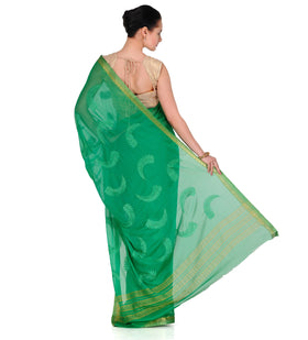 Green Faux Chiffon Saree