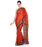 Rust Art Silk Printed Saree