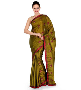 Green Art Silk Saree with Zari Work