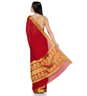 Maroon Faux Chiffon Saree