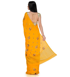 Yellow Faux Chiffon Saree