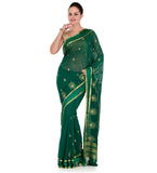 Green Faux Chiffon Saree