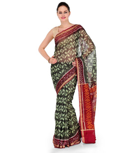 Green Cotton Silk Patola Saree