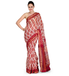 Off White Cotton Silk Patola Saree