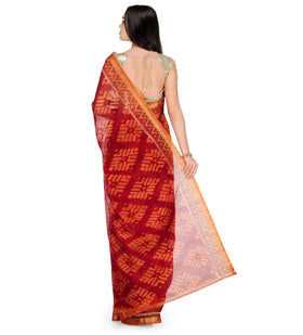 Maroon Cotton Silk Patola Saree