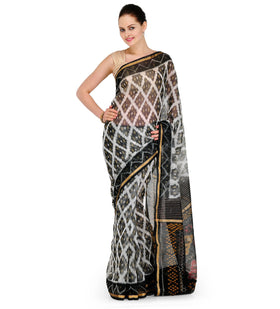 White Cotton Silk Patola Saree