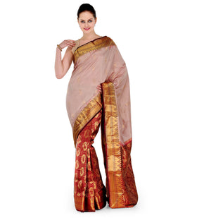 Fawn Silk Kanjeevaram Saree