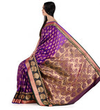 Violet Zari Woven Art Silk Saree