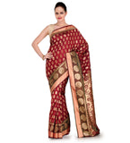 Maroon Zari Woven Silk Saree