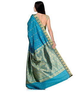 Turquoise Jacquard Art Silk Saree