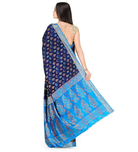 Navy Blue Zari Woven Art Silk Saree