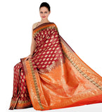 Maroon Zari Woven Art Silk Saree