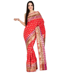 Red Zari Woven Art Silk Saree